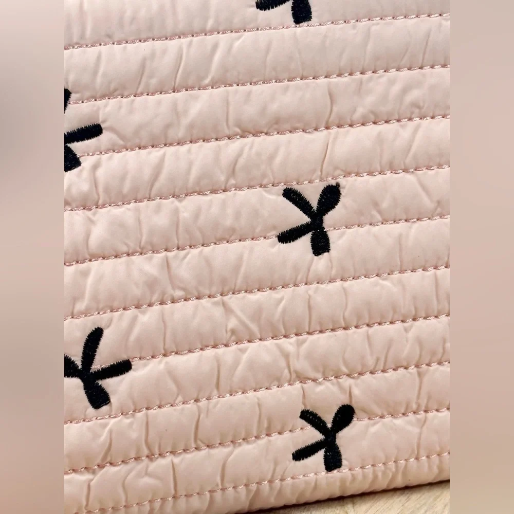 Pink Quilted Clutch with Bow Accent